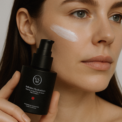 CLM Infinity Hydration Face, Eye, and Neck Cream, Gua Sha, and Pouch Set